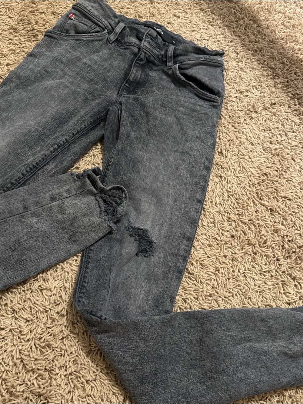 Hudson Jeans Women's Skinny Black Washed Distressed Denim